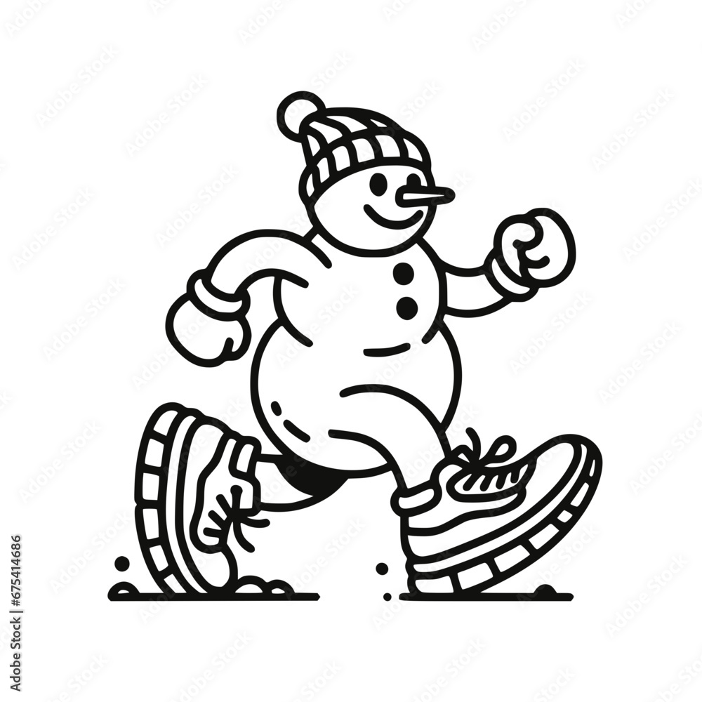 Groovy retro snowman cartoon characters,Christmas vector comic illustrations with snowman. Groovy retro snowman cartoon characters,Christmas vector comic illustrations with snowman.