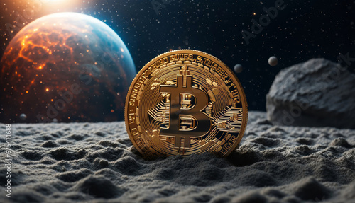 There is a big Bitcoin on the moon. photo