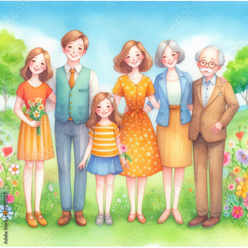 painted illustration full family concept. ai generative