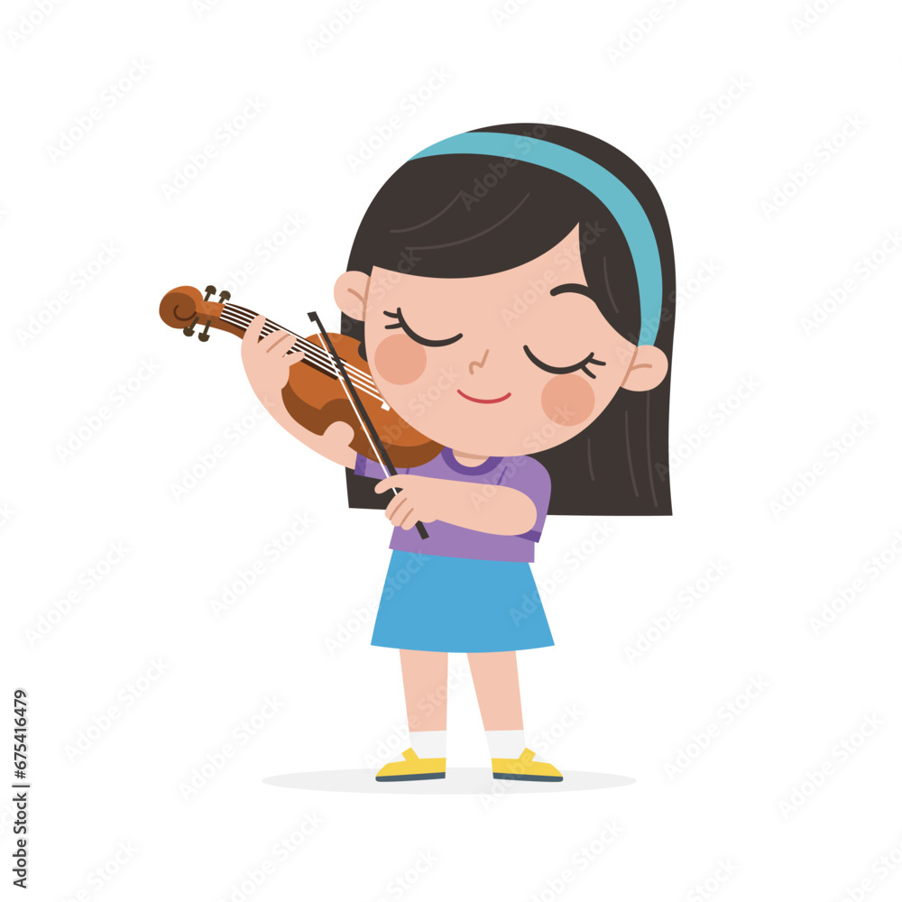 A Cute Girl playing violin and singing happily. A Cute Girl playing violin and singing happily.