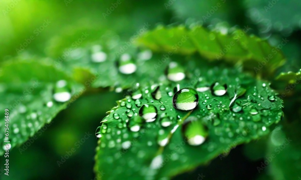 Green leaf leaves with water drops Green leaf leaves with water drops