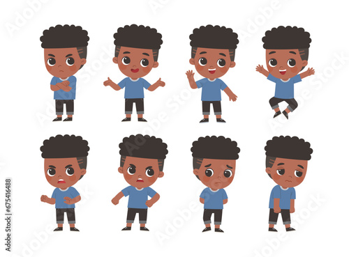 Kid collection of expression. A Boy in various expressions and gesture set.