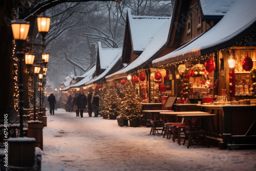 romantic christmas market in Bavaria  germany  with shops for gift and decoration