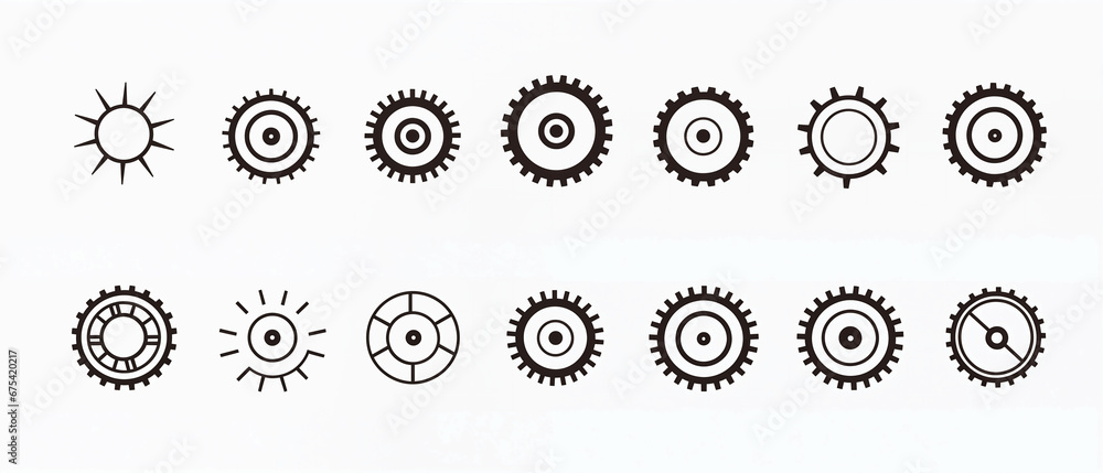 Set of setting gears icons. Isolated on white background. Set of setting gears icons. Isolated on white background.