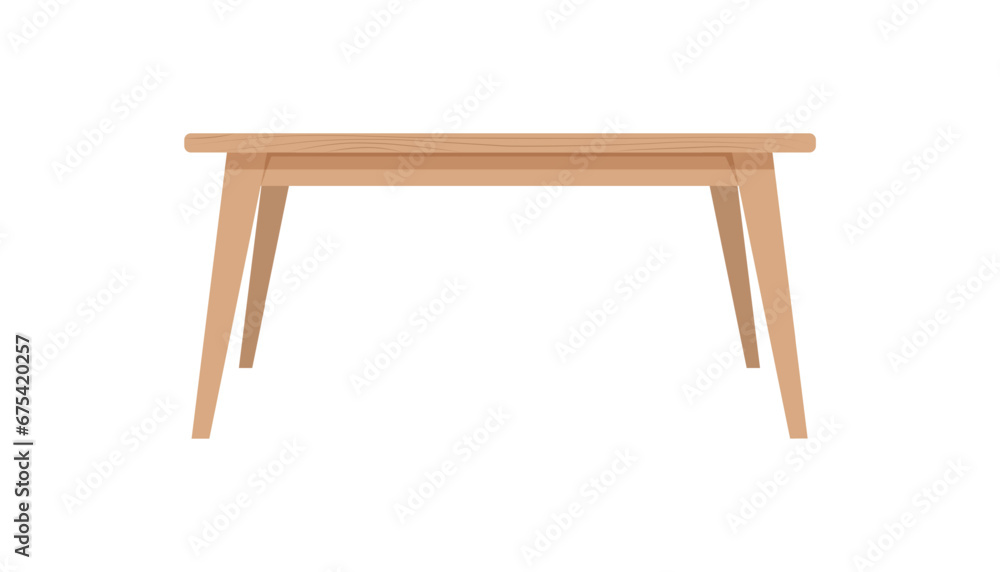 Table Furniture. Interior item for a cozy isolated interior. Designer trendy furniture. Vector illustration of living room furniture in mid century modern style.