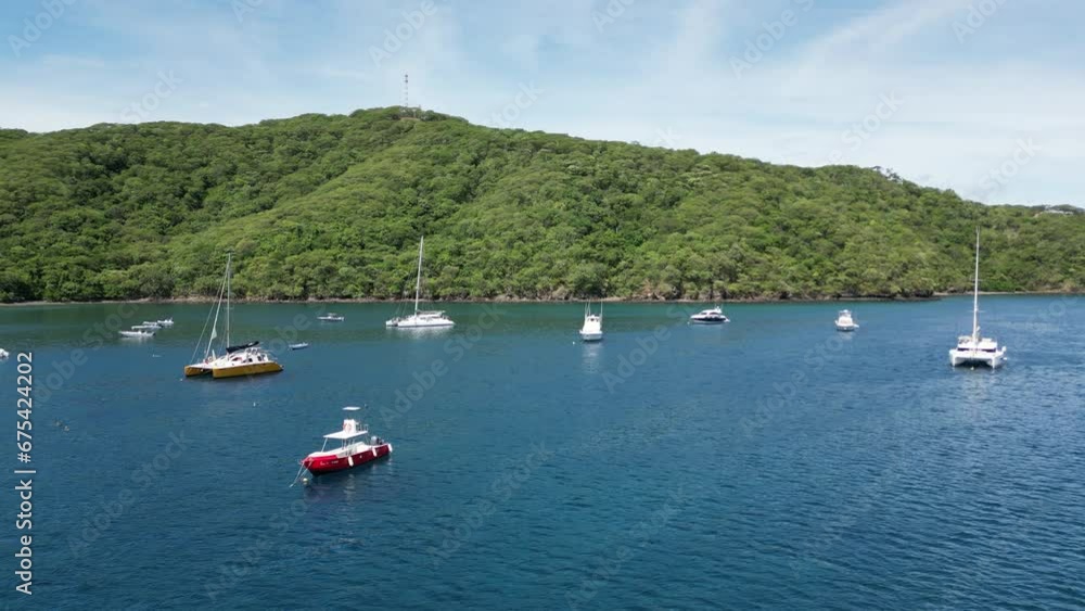 Fly by of boats in a marina. Fly by of boats in a marina.