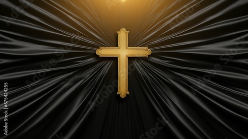 Golden Christian Cross Candlelight Advent Wreath, Religious Ceremony