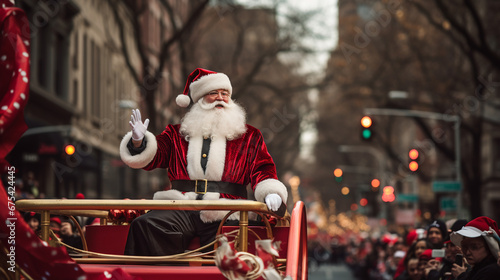 Holiday parade featuring Santa Claus. ai generative photo
