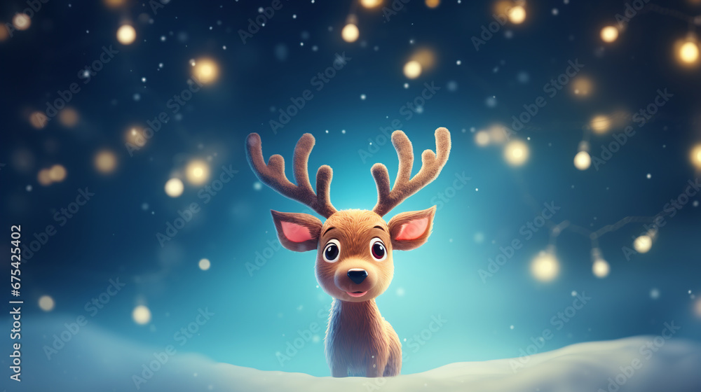 Reindeer Rudolph New Year's atmosphere. ai generative Reindeer Rudolph New Year's atmosphere. ai generative