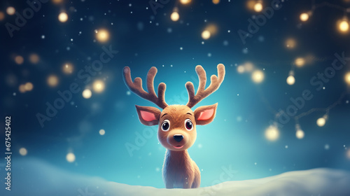 Reindeer Rudolph New Year's atmosphere. ai generative