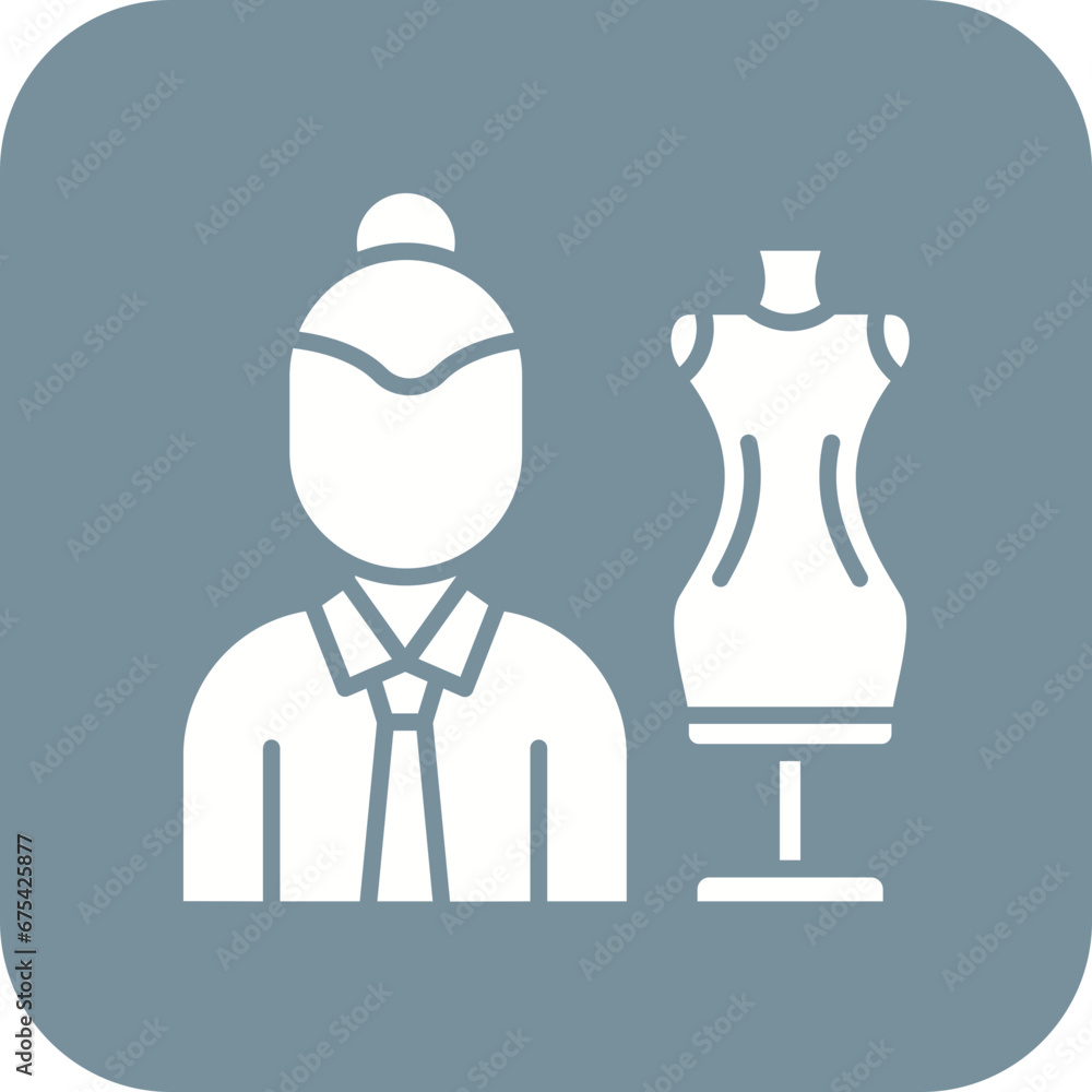 Fashion Designer Female Line Icon Fashion Designer Female Line Icon