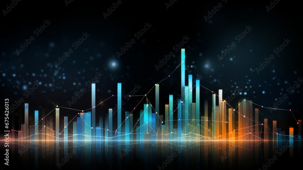 Graph, analytical chart on transparent background, in bokeh style ...
