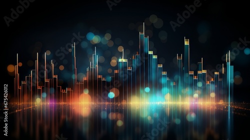 Graph  analytical chart on transparent background  in bokeh style.
