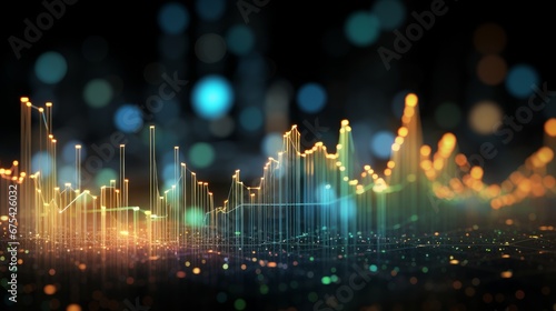 Graph, analytical chart on transparent background, in bokeh style. photo