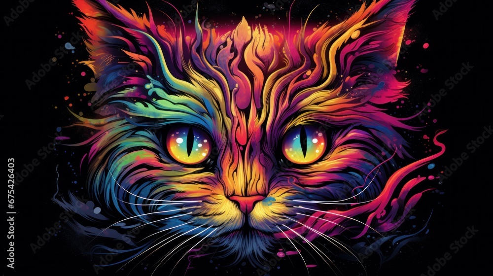 Crazy cat t-shirt design with illustration