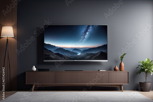 large screen led smart tv wall mounted photo