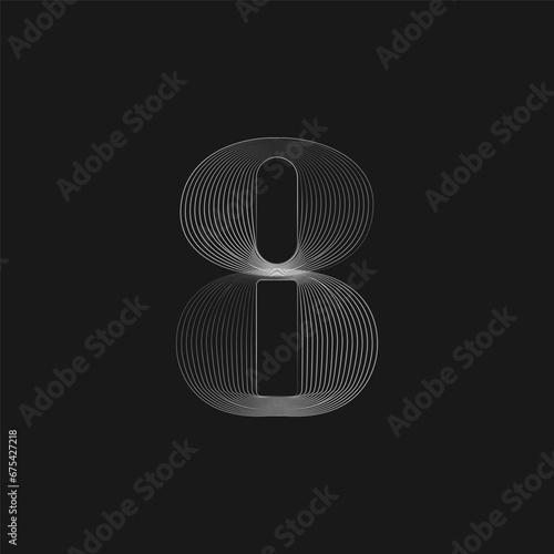 Modern numbers from parallel lines. Line blend style numbers . Isometric Geometric Font. Typography design.