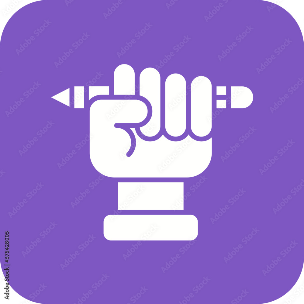 Hand And Pencil Line Icon Hand And Pencil Line Icon