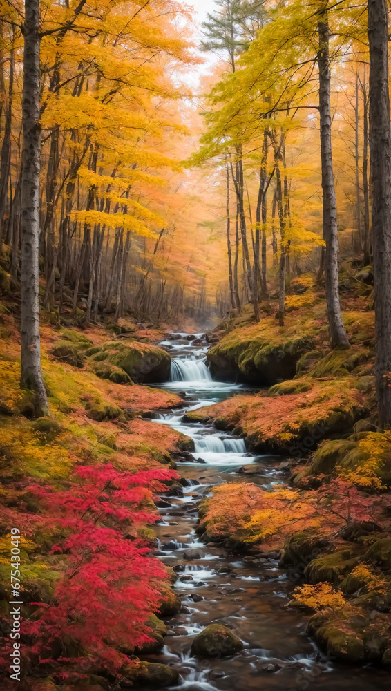 Splendid colorful autumn landscape, Autumn scene of colorful hills in popular landscape
