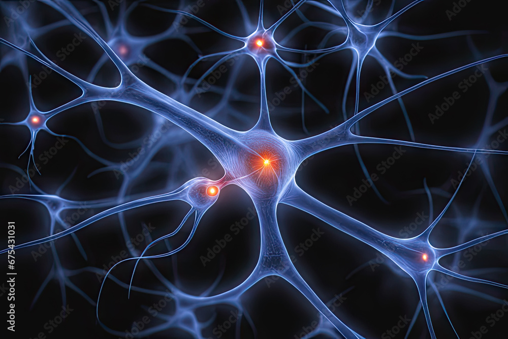 Neurons communicate with each other using electrochemical signals Nerve cell 3d render Neurons communicate with each other using electrochemical signals Nerve cell 3d render
