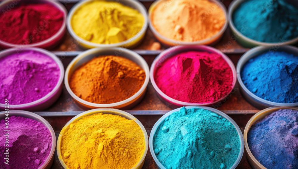 Various spices selection. multicolored powder dyes. Various spices selection. multicolored powder dyes.
