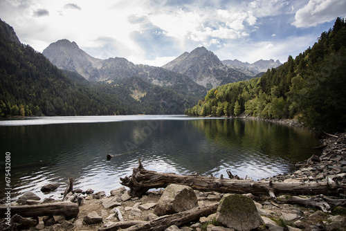 Lake Sant Maurici in national park of Aigüestortes y Estany de Sant Maurici, beautiful landscape in the Pyrenees mountains, Spain