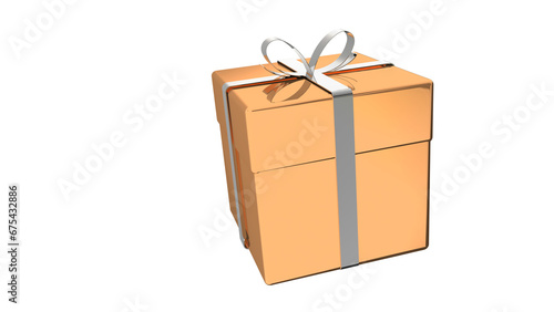 Gift in a box with a bow 3 d illustration for New Year, Christmas, birthday