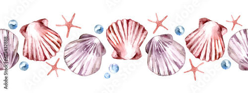 Photos Seamless Border with Seashells