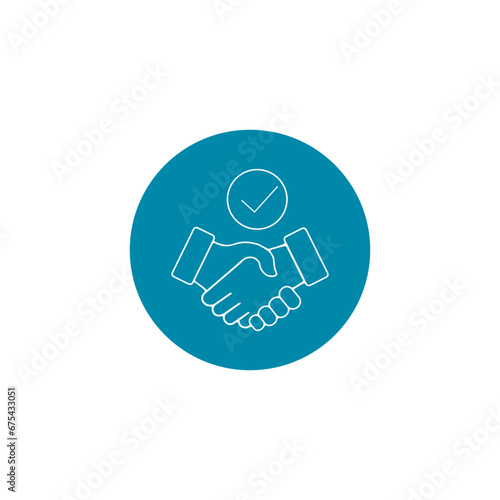 Outline frienship handshake icon for web design isolated on white background
