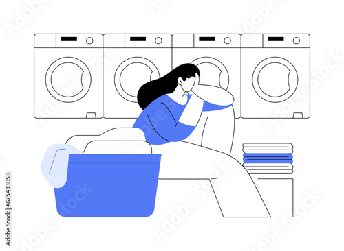 Automatic laundry isolated cartoon vector illustrations.