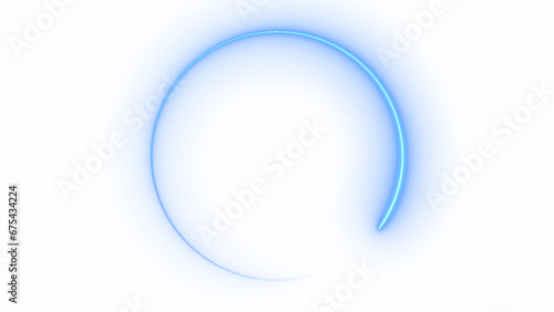 Abstract blue neon glowing circle frame, animated moving led light screen ring projection 3d rendering, empty space border presentation design background, futuristic laser line sprectrum backdrop photo