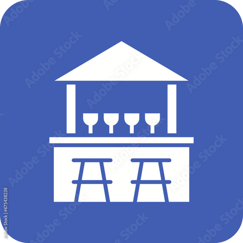 Beach Bar Line Color Icon