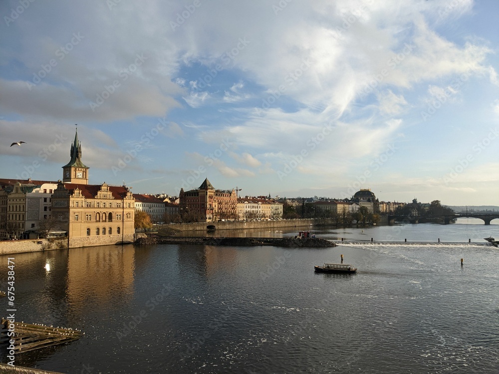 a beautiful daytime river view in Prague