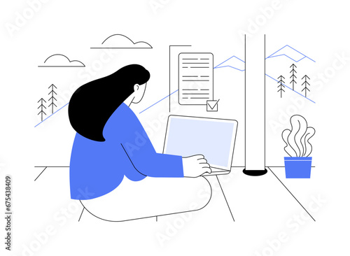Writing for travel blog isolated cartoon vector illustrations.