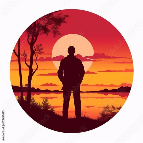 silhouette of a person watching a beautiful sunset