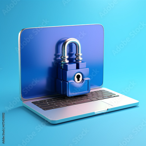 IT security illustration padlock on Lptop.  photo