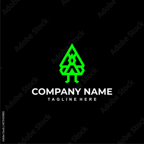 
Unique logo design, green mountain on black background