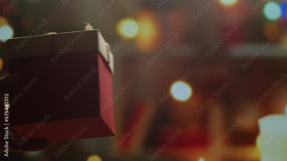Giving New Year Christmas or Birthday gift box, present on backgroung close-up. Celebrating hoidays. Vibes of winter holidays. 2024,2025 Giving New Year Christmas or Birthday gift box, present on backgroung close-up. Celebrating hoidays. Vibes of winter holidays. 2024,2025