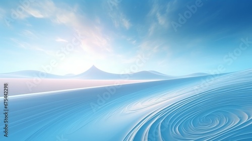 Abstract futuristic background with fractal horizon in sky blue tones