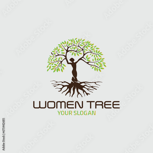 women tree logo design vector format