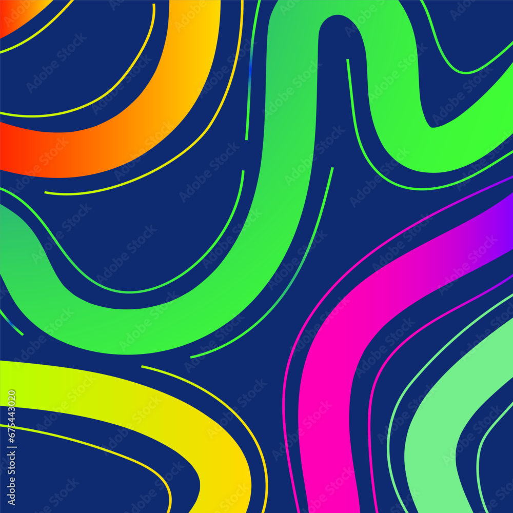 Obraz premium Banner abstract line neon color style square shape for social media post, design, poster, cover design, presentation. Vector 10 eps
