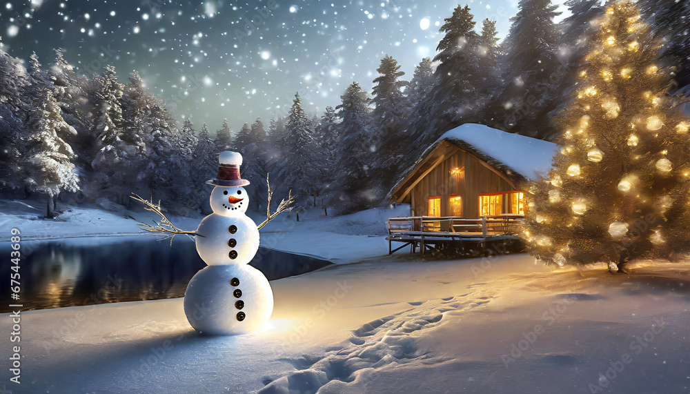 Obraz premium bosque navideño nevado