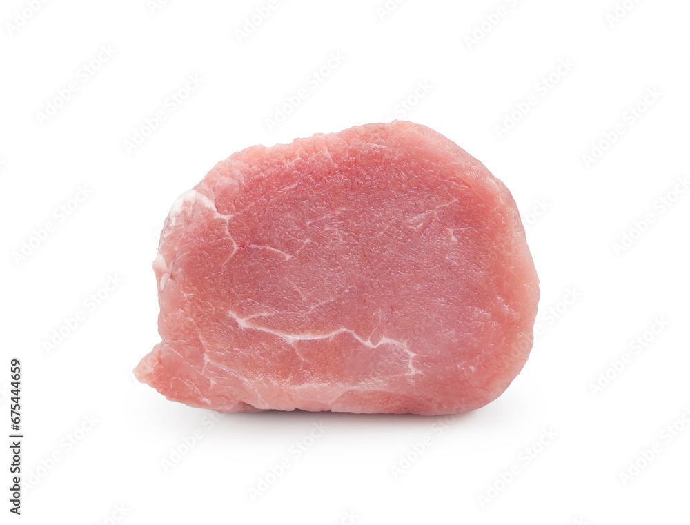 Fresh raw meat slice, fillet steak isolated on white background close-up Fresh raw meat slice, fillet steak isolated on white background close-up