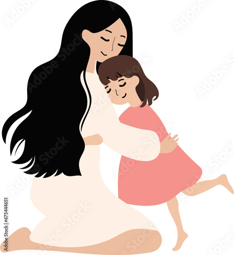 Mother affection to her daughter illustration