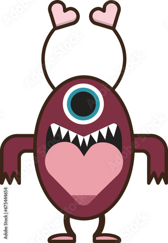 Valentine monster illustration