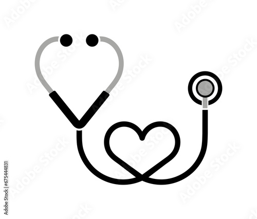 Symbol zdrowia i medycyny, stetoskop i serce