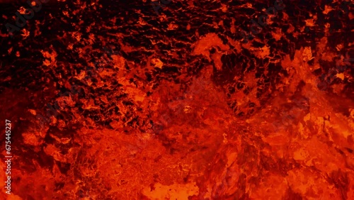 Detailed view of the bubbling lava in the volcano. The Litli-Hrútur eruption in Iceland in 2023.