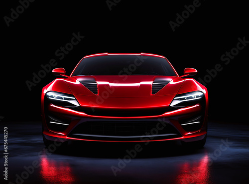 Unbranded generic black sport car isolated on a dark background