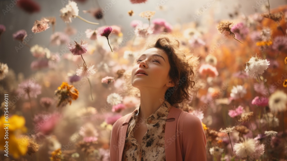 woman in flowers ai generated woman in flowers ai generated
