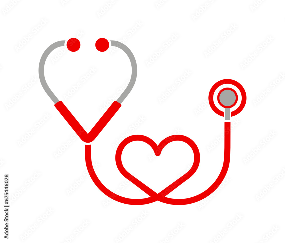 Symbol zdrowia i medycyny, stetoskop i serce - obrazy, fototapety, plakaty 